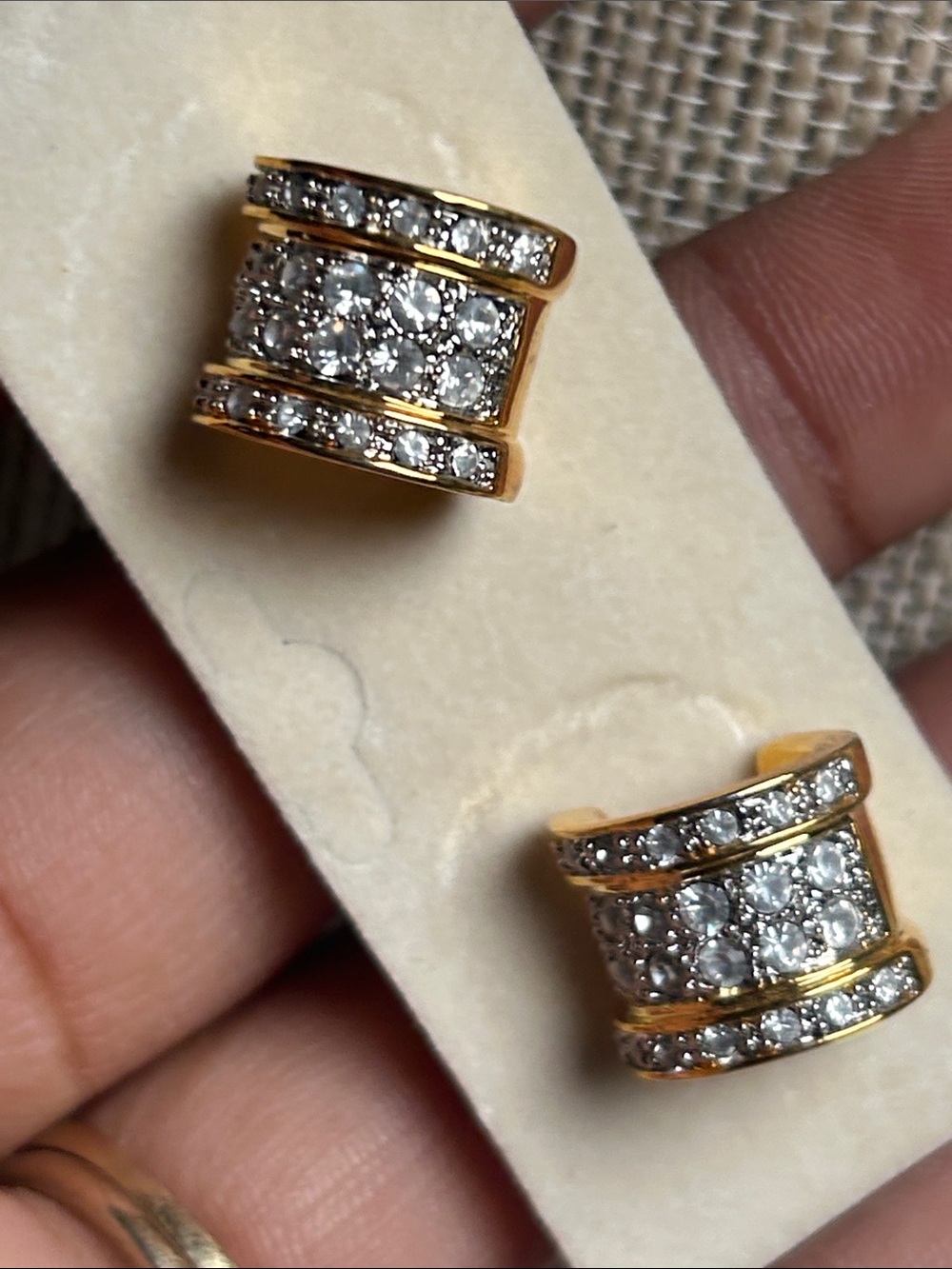 Gold-Tone Crystal Pave Huggie Earrings - Sparkling Clear